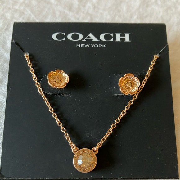 Coach: Rose Gold Jewelry Set- Necklace & Earrings - Picture 3 of 12
